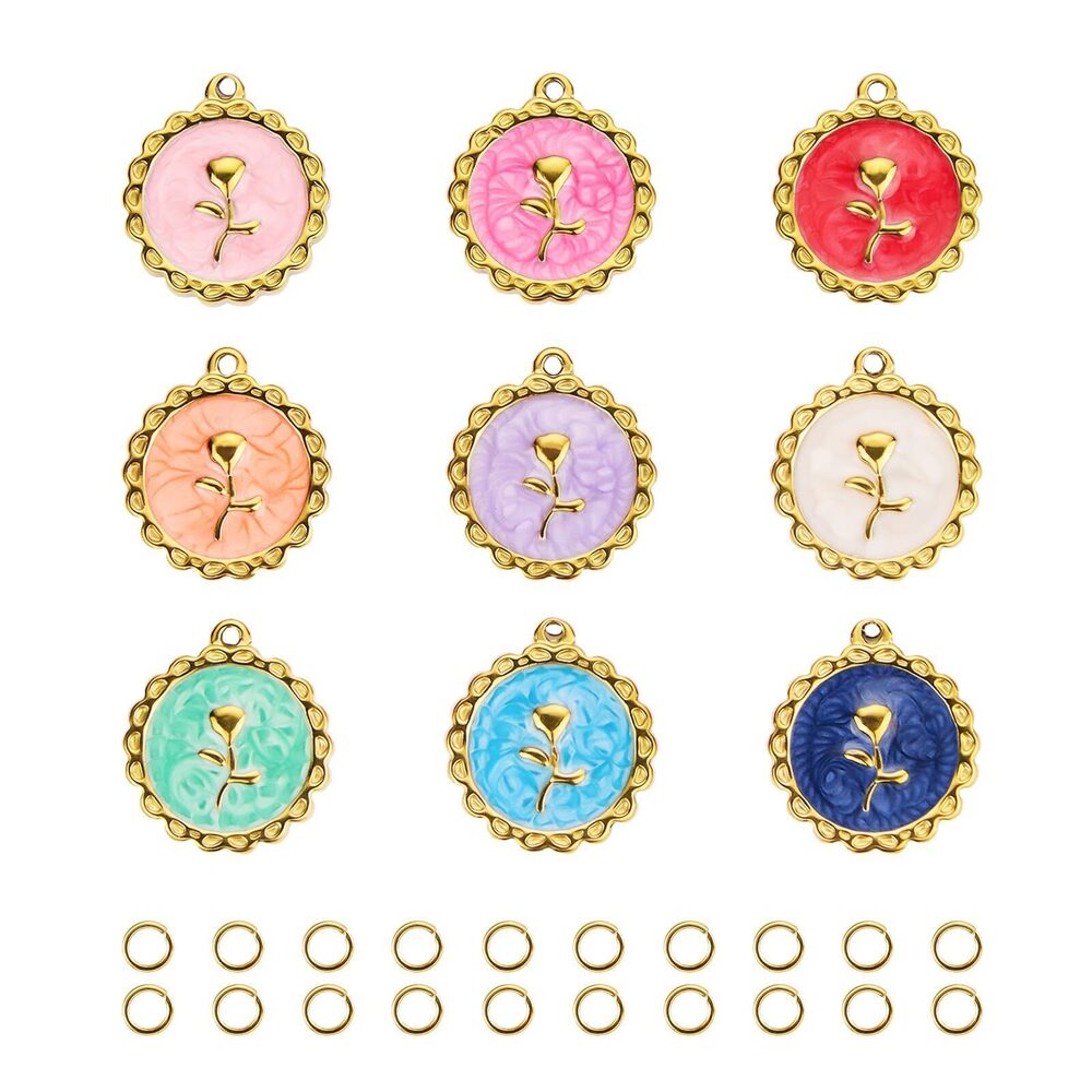 2774 9pcs Gold Plated Stainless Steel Jewelry Making Charms, Assorted